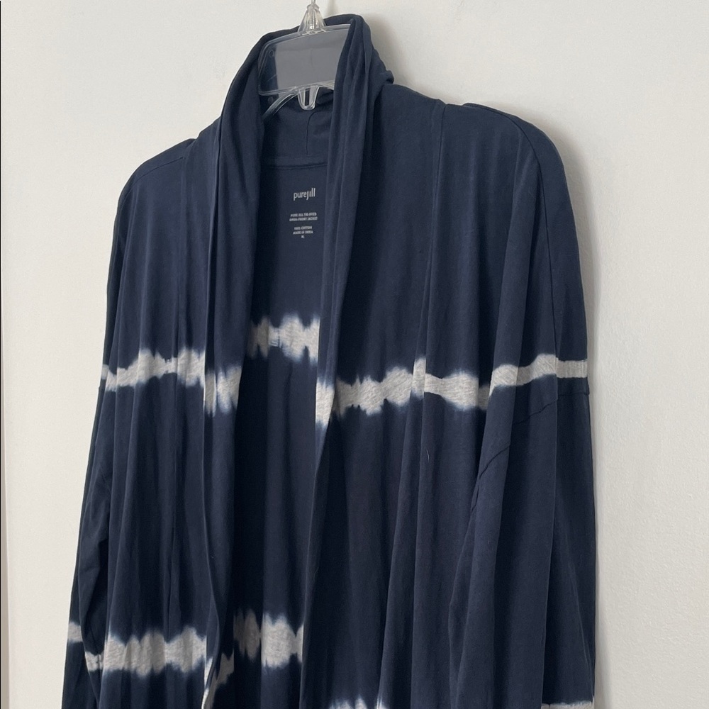 Pure Jill Blue Tie-Dyed Open-Front Jacket Cardigan size XL